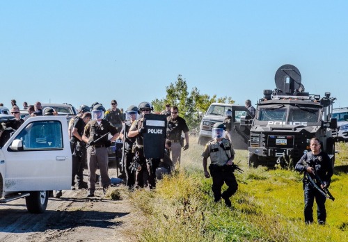 nativenews:[TWEET:Yesterday land defenders gathered in peaceful prayer. Authorities sprayed them wit