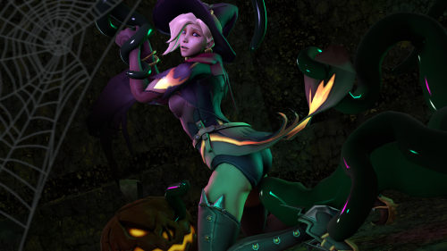 irasciblethings:  My Servants Never Tire Mercy found some ancient summoning rituals in her spellbook…  Here’s a couple more of Halloween Mercy. I couldn’t stop myself from making anymore, this skin is craaaazy hot, fuck. Happy Halloween! 