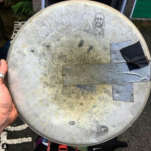 the-power-of-the-riff-compels-me:Mark Greening’s original Electric Wizard drum skinPhoto credit: wee