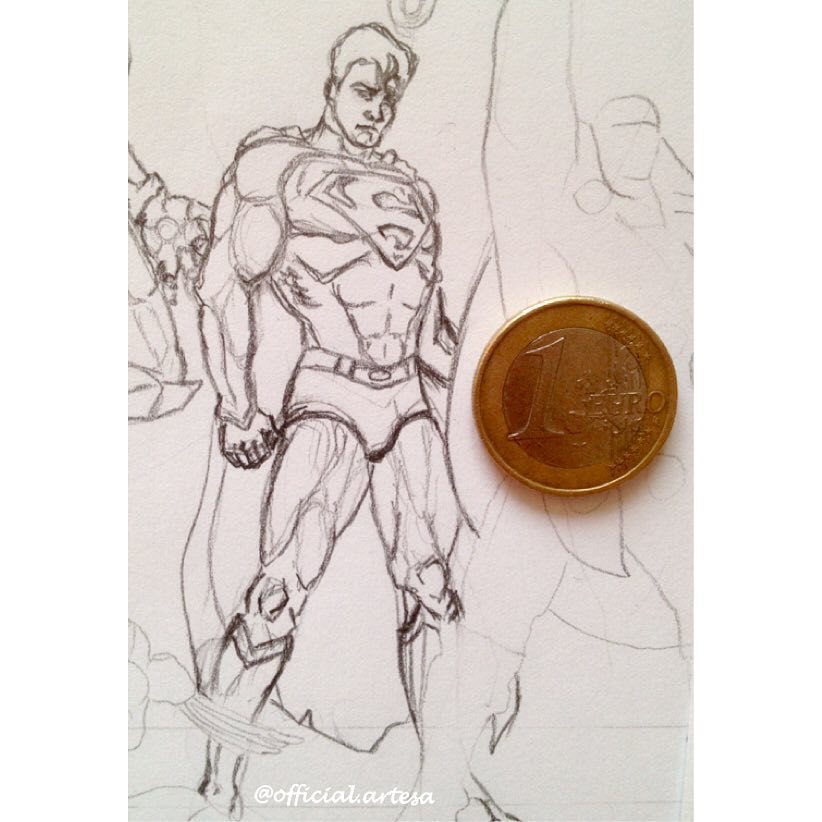 male superhero drawings in pencil