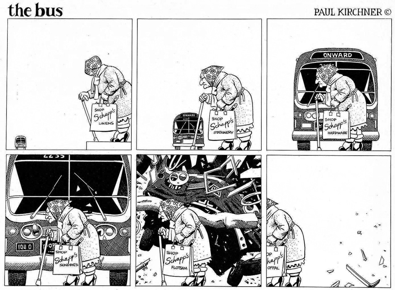 theillustratedarchives: Assorted strips from The Bus, by Paul Kirchner. omg there’s