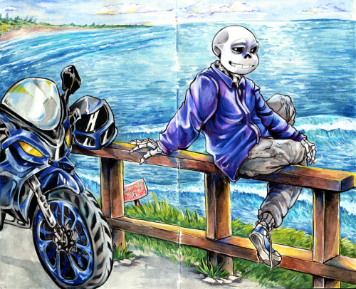 Sans decides to take you on a ride to the beach