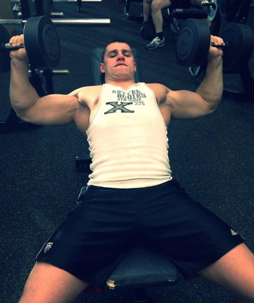 bdsmfratsmuscles:  hot muscular stud showing us his nipples, pecs, and pits in his sexy muscle shirt