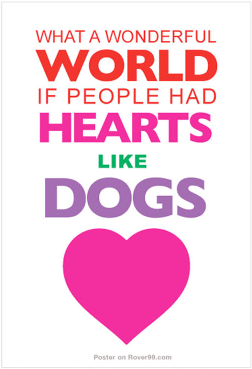 aplacetolovedogs:  What a wonderful world if people had hearts like dogs  This poster available here at Rover99.com 