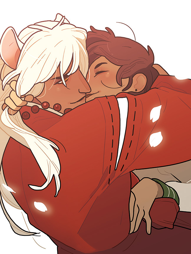 Characters belong to Inuyasha . Art by Meredith McClaren  Description: An illustration of Inuyasha and Kagome from INUYASHA 
