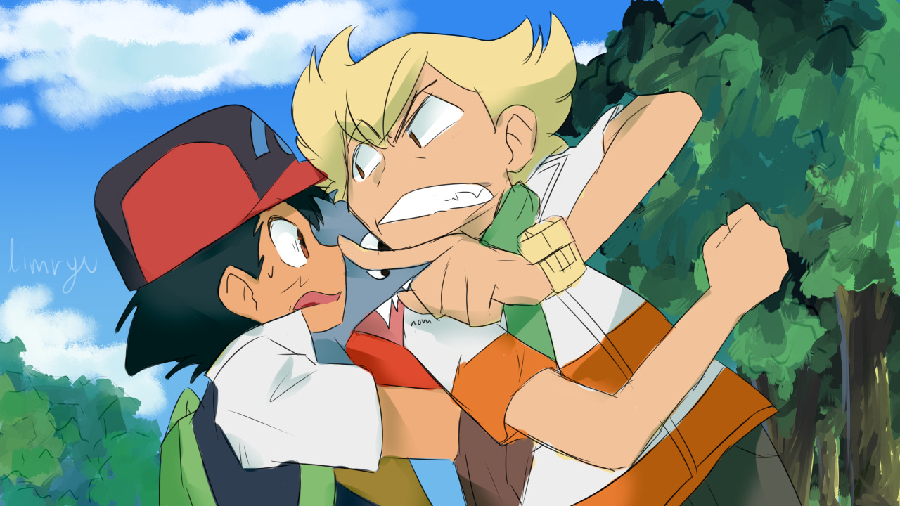 limeryu:  I redrew this Barry and Ash screenshot :D!! The bottom one is mine and