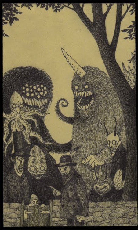 a-polite-fuck-off:  A hand full of Don Kenn’s Amazing art work drawn on post-it notes.