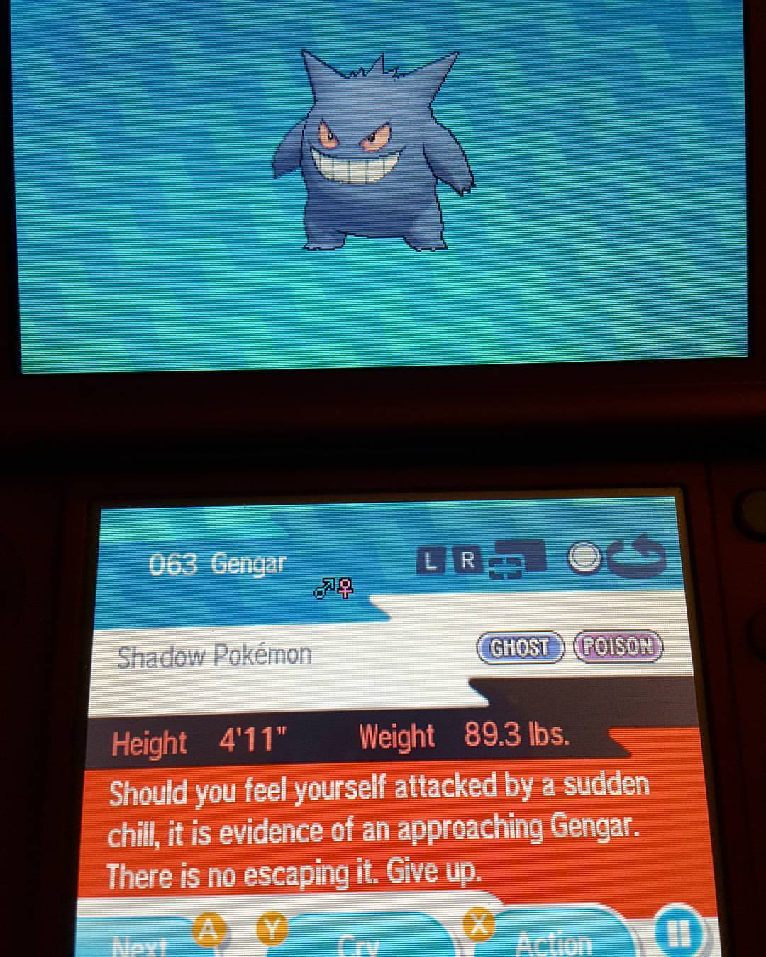 Geez, some of these Pokédex entries are fairly dark.  #gengar #pokemonsunmoon #pokedex