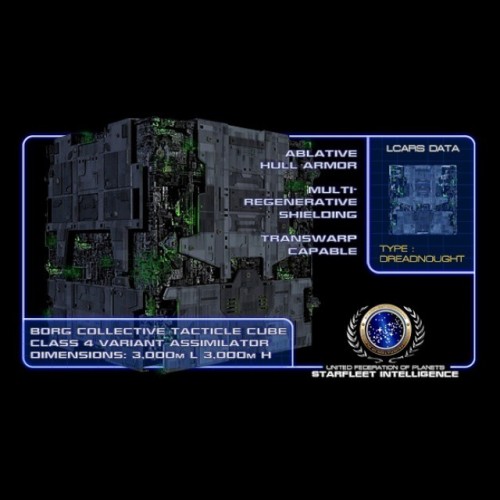 #INTELLIGENCE_BRIEF : Tactical Cube - A heavily armored cubed-shaped vessel utilized by the Borg Col