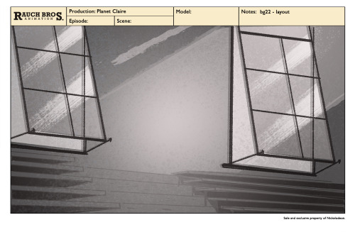 “Planet Claire” layout art by Bill Wray (BGs) and Tim (characters).