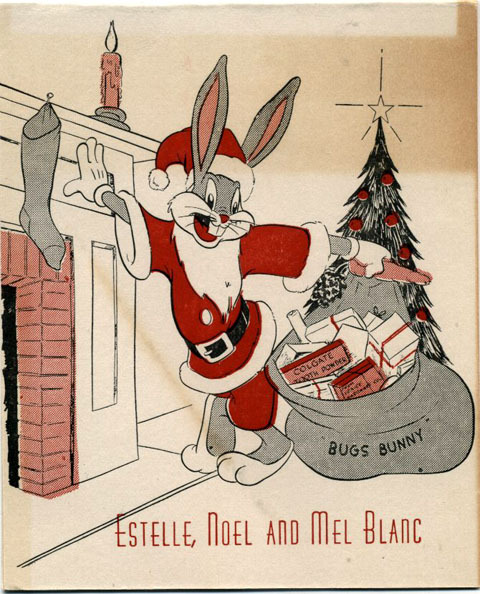 animationproclamations:Bugs Bunny Christmas Cards. From: Cartoon Brew.