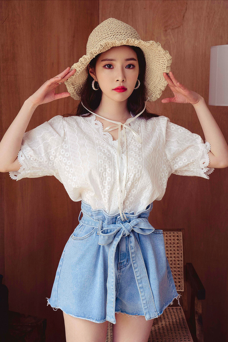 KFashion and KPop — Scalloped Trim Lace Blouse