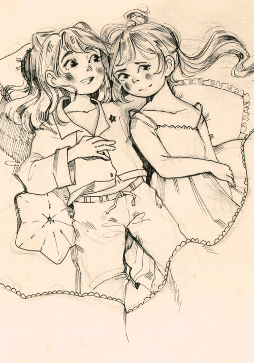 there’s so many kasumi and arisa an my summer-autumn sketchbook&hellip; today i scanned all pages an