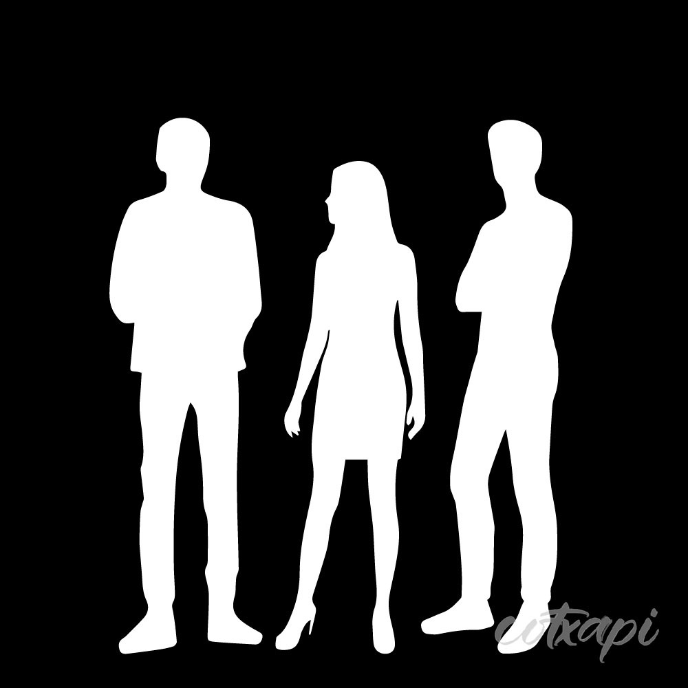 Black White Business Man Women's Outline in Vector Art Office Man Woman Illustration