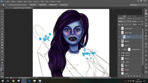 Little vampy WIP. Pretty in love with the glossy lips already. Do you know her?