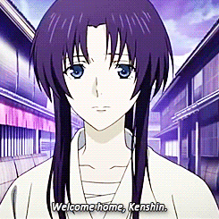 heckyeahruroken-blog: Rurouni Kenshin ParallelsIn the blue sky↳ “Kenshin, okaeri nasai. / Tadaima de gozaru.”