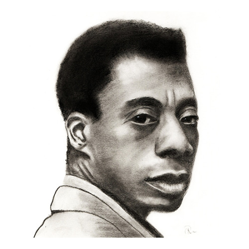 James Baldwin. Charcoal on paper. 2021
