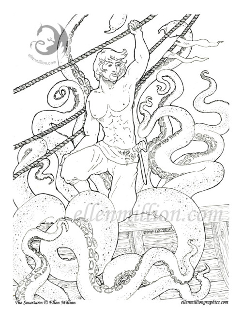 Enjoy this beefcake shifter and sea monster illustration by Ellen Million, then join us at Torn Worl