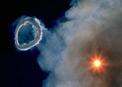 blazepress:  The smoke trail from a volcano…. earth can blow smoke rings!