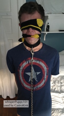 castrokink:  Once blindfolded and gagged with my socks, @whisperpup surrendered to me. 