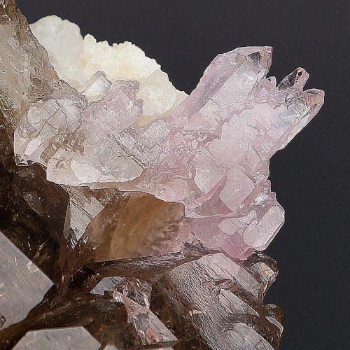 Rose Quartz on Smoky Quartz -  Ilha Claim, Taquaral, Itinga, Minas Gerais, Brazil    