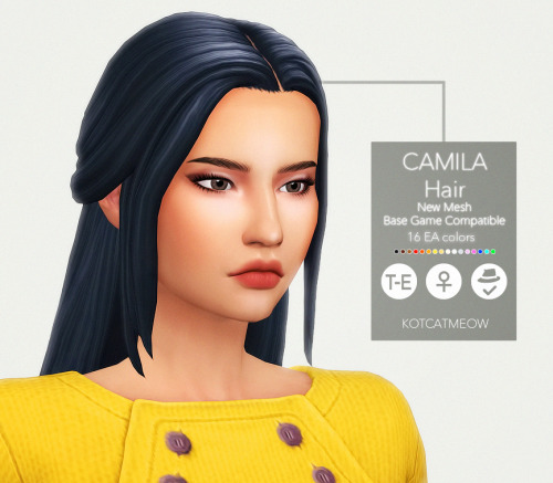 Camila HairBase Game CompatibleHat CompatibleCustom Thumbnail16 EA ColorsTeen - ElderPLEASE READ AND