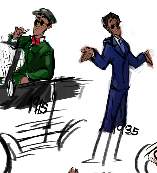hermannco:My headcanon Crowley from 1915 to 2015. I really feel sorry about Aziraphale that had to d