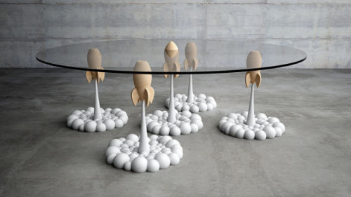 linxspiration:  Epic Coffee Table Looks Like It’s Being Propelled By A Group of Rockets