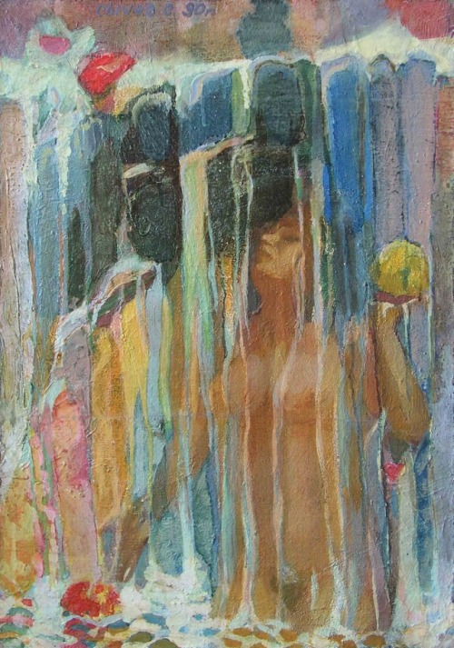 Stanislav Sychov (Russian/Ukrainian, 1937-2003). Girl in the waterfall.