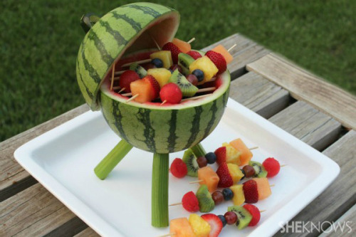 beautifulpicturesofhealthyfood:  Watermelon Grill with Fruit Kabobs