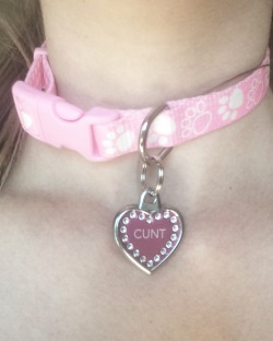 littleslave:  somelittleslut:  here’s my pretty little collar that Miss got me hehehe  now I can wear it all the time and always be reminded what I am 🎀🎀🎀  and we can match!!!!!  @littleslave  Aweee, I love my little cunt💕🐾 