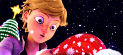 miraculousdaily:  Request from Anonymous : Adrien placing Plagg on the Santa Hat
