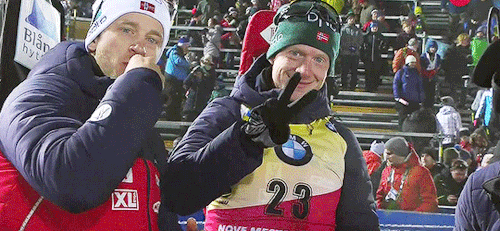 sashosasho:Bø brothers having fun during the sprint in Nove Mesto — December 20, 2018.