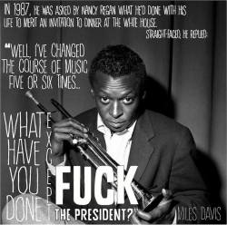 princejames3000:  The late GREAT MILES DAVIS putting the “first lady” in check !