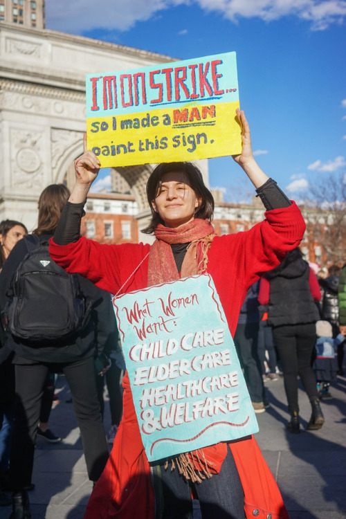 tagdavid: activistnyc: On March 8, 2017 for International Women’s Day, activists went on strike for “a day without a woman” and gathered at Washington Square Park to rally for women’s rights and gender equality. Pussy Power? That’s just offensive