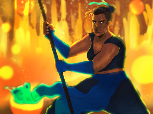 infernallegaycy:malfrisart:so how about that new episode HUH[id: a painted illustration of beau. she