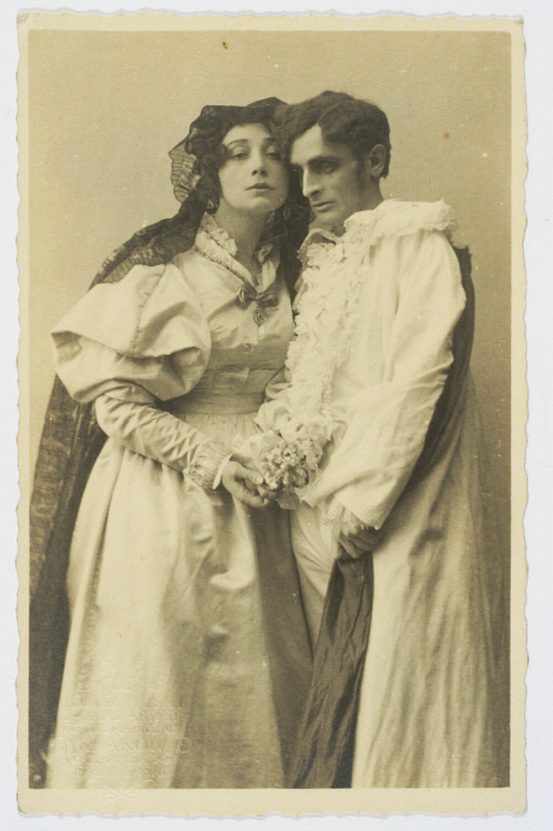 slavicafire:Polish actors Antonina Klońska and Tadeusz Białkowski in theatrical roles, 1920-1921.