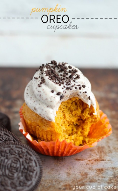 magicalfoodtime: (via Pumpkin Oreo Cupcakes - Your Cup of Cake)