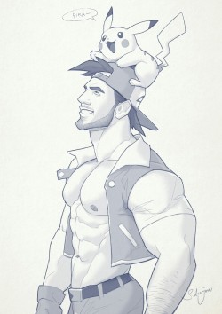 silverjow:  Hunk of the week #10  Some say ageing Ash would alienate Pokemon fans. I agreed, his aging would mean the end of the show. So, here is a “What If” they finally let Ash grow up ….. nicely. 