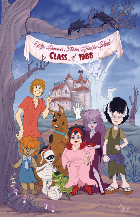 ironbloodaika: sephiramy:  I will draw all of the Scooby Doo and the Ghoul School art that I like, and the only thing that can stop me is how hard I laughed drawing Shaggy and Scooby.  I guess Scrappy is taking the picture.  lol