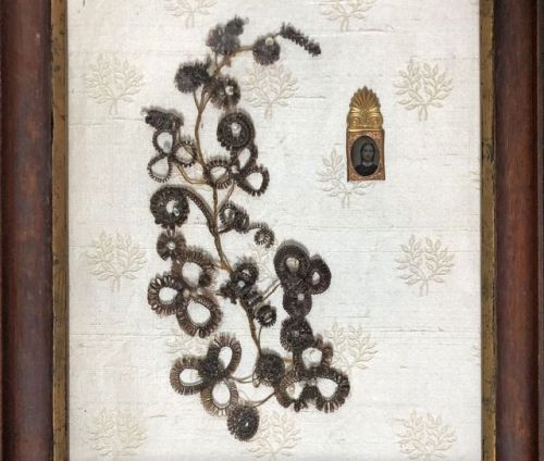 From the Caroline Schimmel Collection, this framed miniature photograph of a deceased young woman is