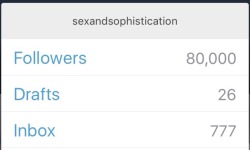 sexandsophistication:That is just insane.  80,000 people following this blog completely blows my mind.  It’s flattering and humbling to know that my collection is so well-received.  You all are every bit as perverted as me!  Okay well probably not as