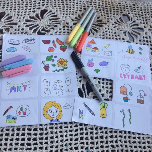 foglatte: Some stickers!! I’m too afraid to cut them out  (Not all my drawing ideas)