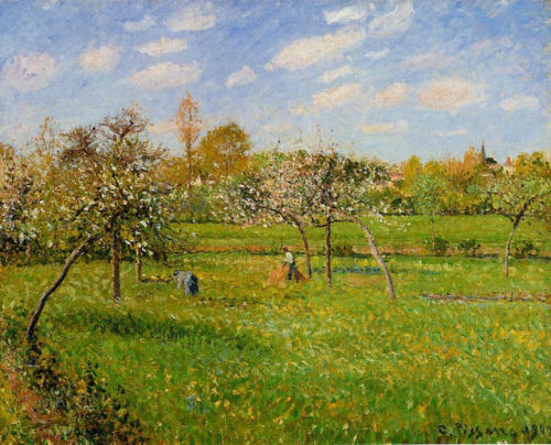 artist-pissarro: Spring Morning, Cloudy, Eragny via Camille PissarroSize: 81x65.4 cmMedium: oil on c