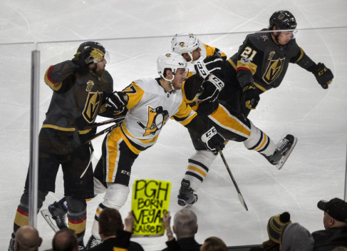 pedalingontheroadoflife: Another solid win as the Vegas Golden Knights defeat the defending champions Pittsburgh Penguins during their game at the T-Mobile Arena. Franchise goalie Vegas Golden Knights Marc-Andre Fleury (29) is back after injury and