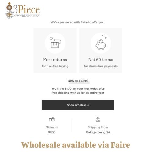 We’re excited to announce #3pieceurbanartisan Wholesale is now available via @faire. You can c