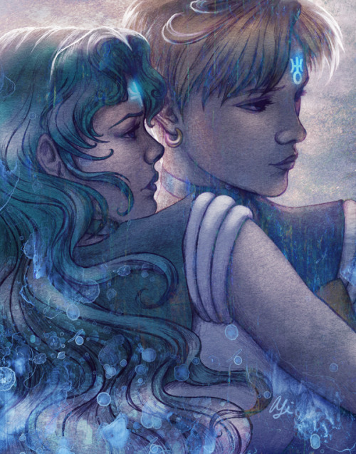 alicemeichi: Sea &amp; Sky Portrait of LGBTQ+ icons, Sailor Uranus (Haruka Tenoh) and Sailor Nep