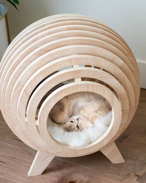 littlealienproducts:Handmade Wooden Cat Pod Bed by TheMauStore