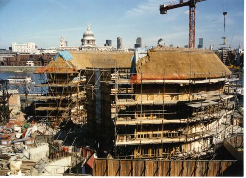 shakespearesglobeblog:From the Globe Archives: Shakespeare’s Globe under constructionThroughou