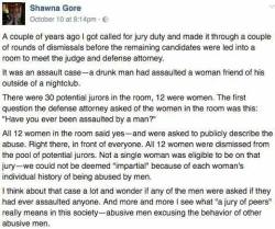 theconcealedweapon: Anyone else think something is fucked up about the fact that of a group of 12 randomly selected women, all 12 have been assaulted by men?